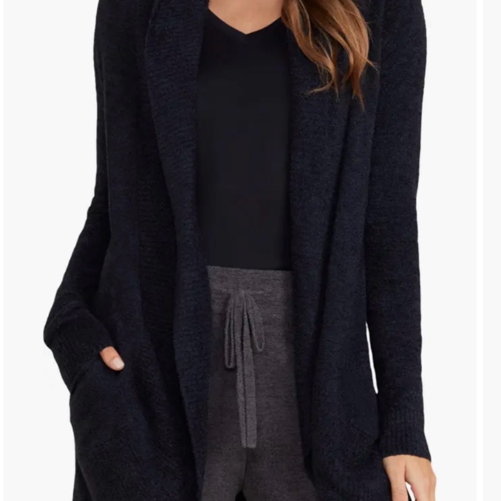 BareFoot Dream Cozy Open-Front Women's Cardigan Sweater - Black Medium